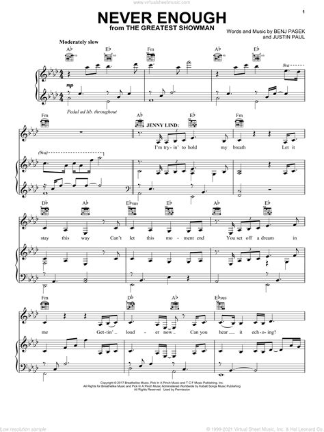 Contains complete lyrics. . Never enough piano sheet music pdf free